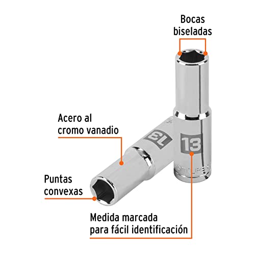 CUBO LARGO CUADRO 1/2" HEXAGONAL DE 13 MM. TRUPER