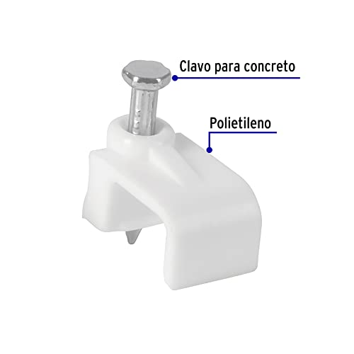 BOLSA CON 20 GRAPAS CUADRADAS BLANCAS DE 6 X 9.5 MM PARA CABLE