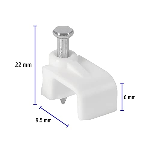 BOLSA CON 20 GRAPAS CUADRADAS BLANCAS DE 6 X 9.5 MM PARA CABLE