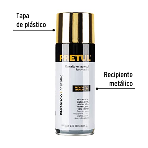 PINTURA EN AEROSOL METALICA ORO, PRETUL