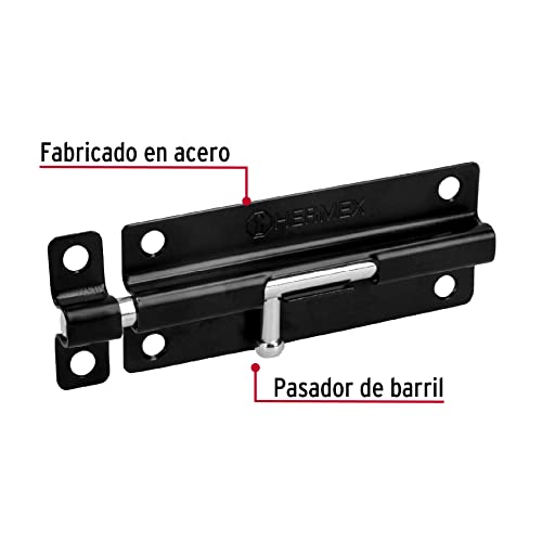 Pasador de barril 5' de acero acabado negro, Hermex 