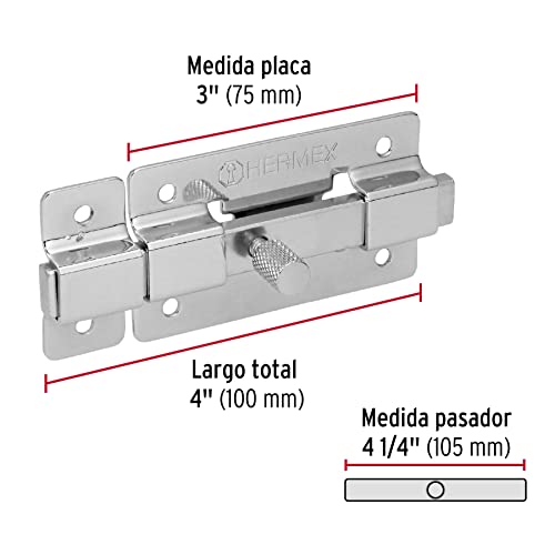 PASADOR DE BARRA PLANA 3" ACABADO CROMO