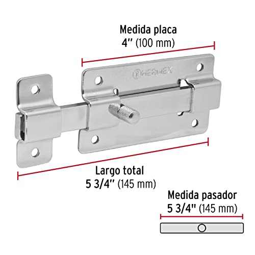 Pasador de barra plana 4' acabado cromo