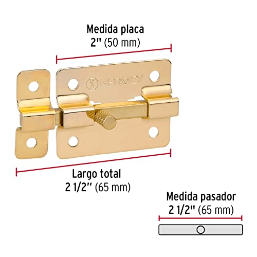  Pasador de barra plana 2" acabado latón