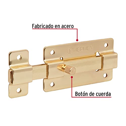 Pasador de barra plana 4" acabado latón, HERMEX.