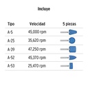 Juego de 5 piedras montadas zanco 1/4'' de alto rendimiento 