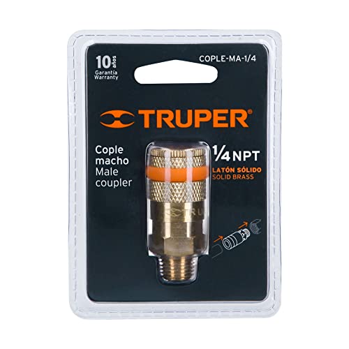 TRUPER COPLE-MA-1/4 Brass Coupling, Rope 1/4 NPT, Male