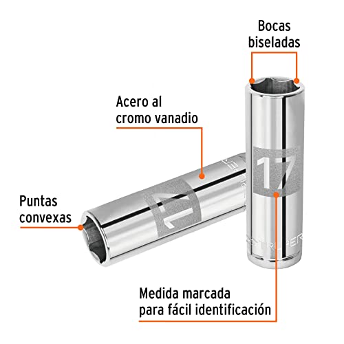 CUBO LARGO CUADRO 1/2" HEXAGONAL DE 17
