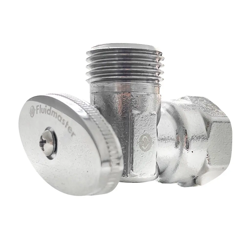 Llave de control angular de latón cromado 1/4 de vuelta 1/2” FNPT 1/2”