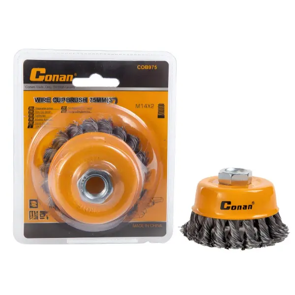 CEPILLO DE COPA ALAMBRE METALICO TRENZADO CONAN 4 '' 100mm M14  MULTIROSCA