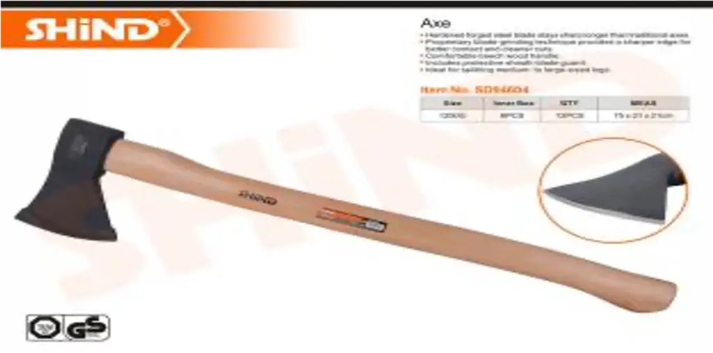 Hacha con mango de madera de 1250 g