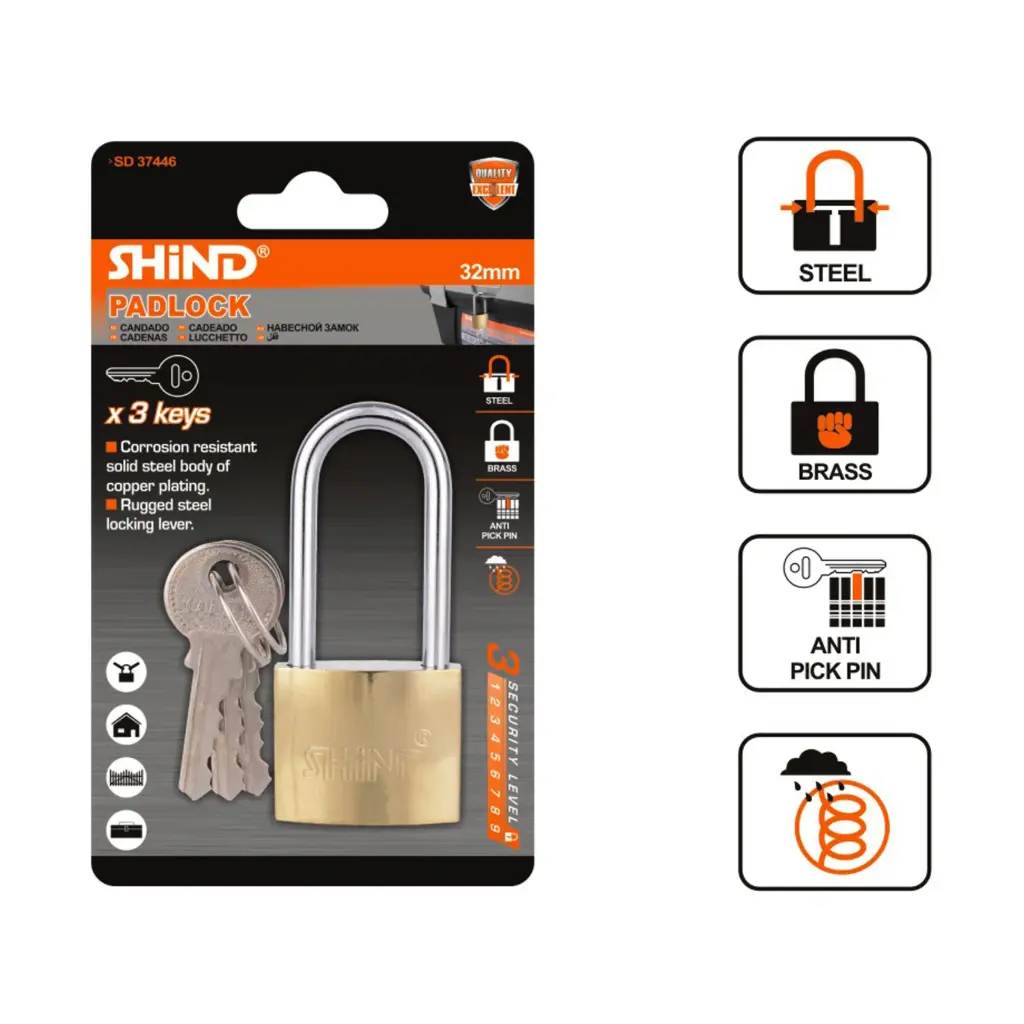 CANDADO 32MM CON LLAVE ACERO 3 LLAVES