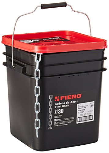 Metro de cadena galvanizada de 1/8', 75 m en cubeta, Fiero