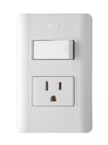 INTERRUPTOR CON TOMA POLARIZADO 15 A 120 VAC BLANCO