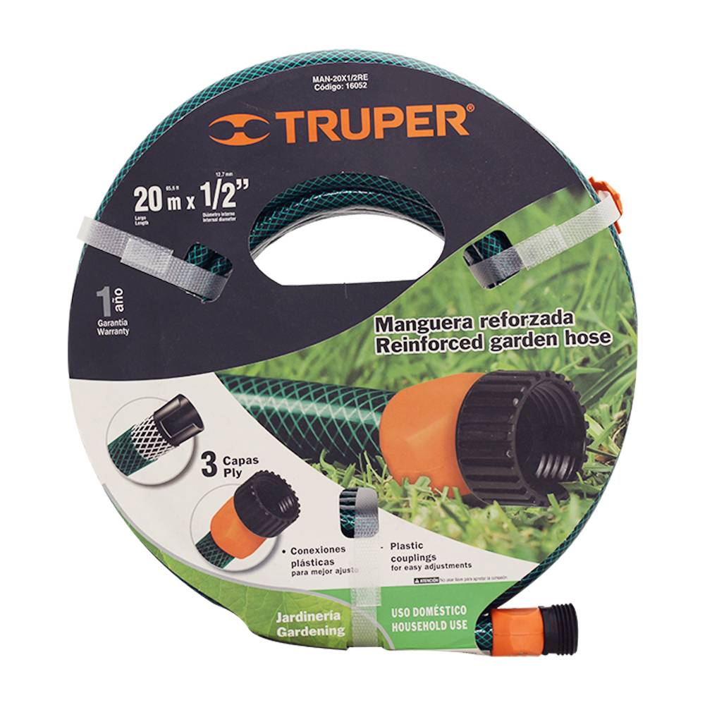 MANGUERA 1/2" REFORZADORA 3 CAPAS 20 M TRUPER