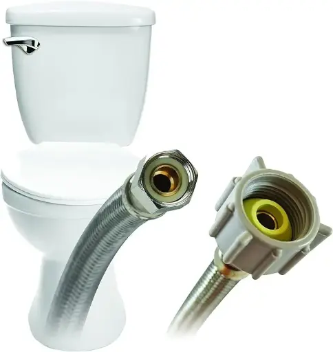[B1T16] Conector de inodoro, acero inoxidable trenzado, rosca de compresión hembra de 3/8 pulgadas x rosca hembra de 7/8 pulgadas, longitud de 16 pulgadas