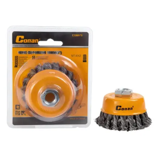 [COB6100] CEPILLO DE COPA ALAMBRE METALICO TRENZADO CONAN 4 '' 100mm M14  MULTIROSCA