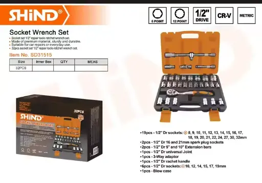 [31515] Juego de herramienta de dados 1/2 32 pcs 