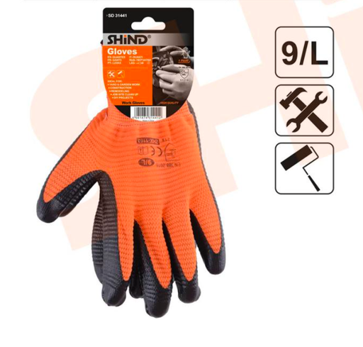 [H000122] GUANTES ANTIDESLIZANTES DE NITRILO SHIND NARANJA/NEGRO TALLA L