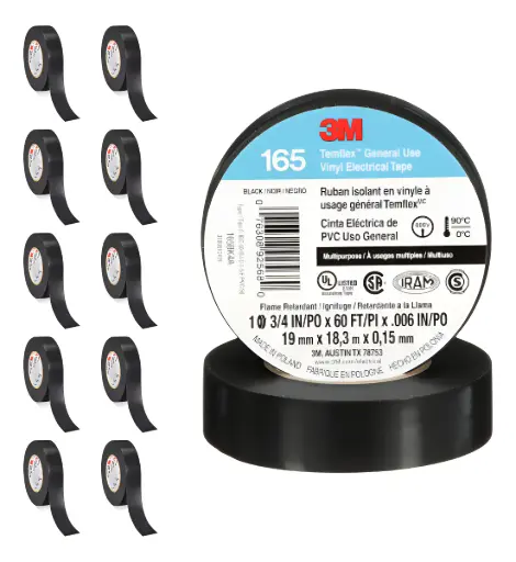 [CIN31 165BK4A] CINTA AISLANTE #165 TEMPLEX NEGRA 3/4X60 3M