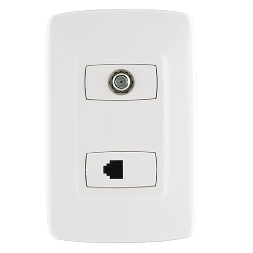 [H000205] TOMA COAXIAL CON TELEFONICA BLANCA 