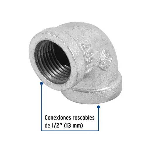 [47557] CODO 90o. ACERO GALVANIZADO DE 1/2". FOSET GALVAFLOW