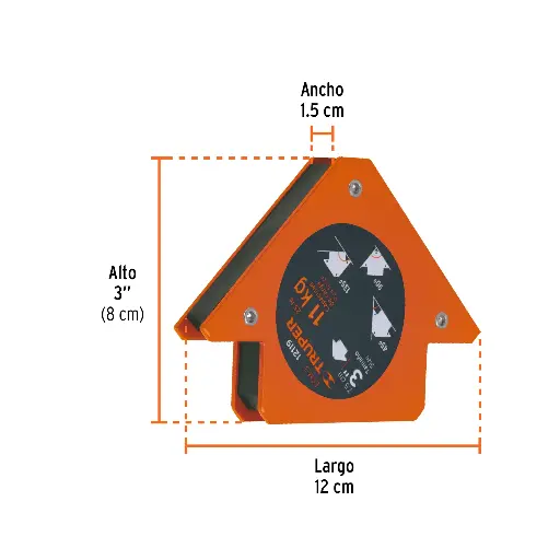 [12119] Escuadra magnética 3" para soldar. capacidad 11 kg. truper 
