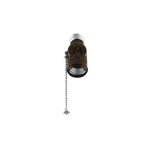 [46512] Calavera de baquelita con cadena y toma doble. café. volteck 