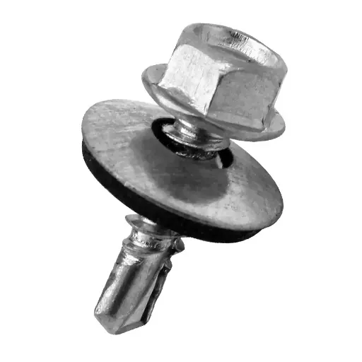 [H000222-1] 1 PIEZA TORNILLO GOLOSO HEXAGONAL PUNTA BROCA #12X1 PULG CON ARANDELA PARA LAMINA