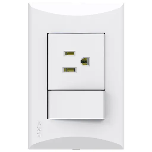 [TYA1] TOMA Y APAGADOR 15A 125V BLANCO PLATA EAGLE